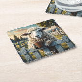 Fantasy Niedlich Sheep Coffee Abend Rechteckiger Pappuntersetzer (angewinkelt)