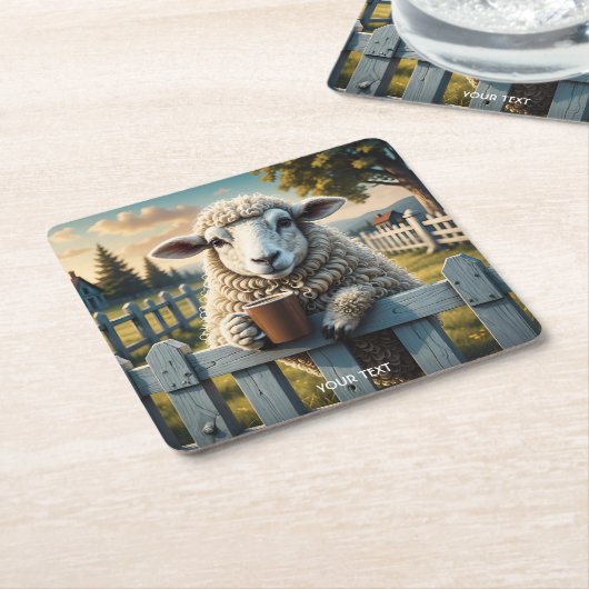 Fantasy Niedlich Sheep Coffee Abend Rechteckiger Pappuntersetzer (angewinkelt)