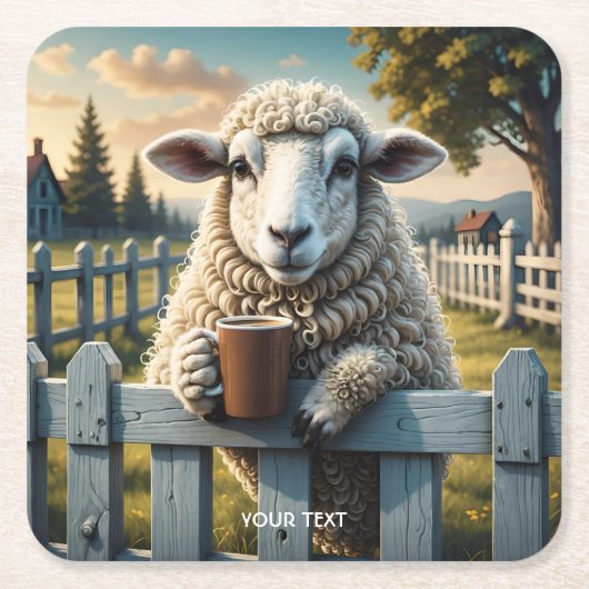 Fantasy Niedlich Sheep Coffee Abend Rechteckiger Pappuntersetzer (Vorderseite)