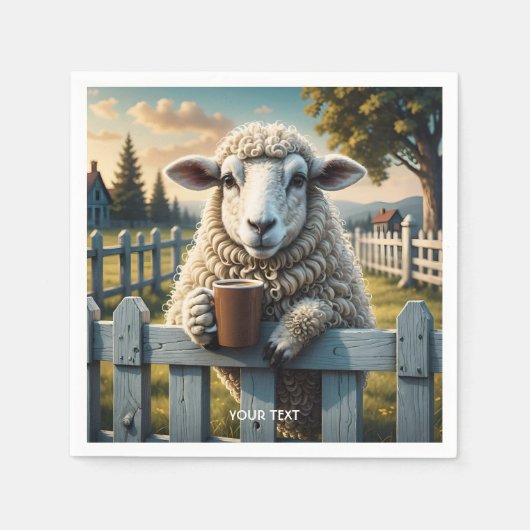 Fantasy Niedlich Sheep Coffee Abend Serviette (Vorderseite)