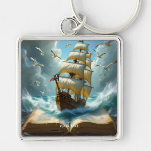 Fantasy Niedlich Ship Ocean Book Schlüsselanhänger