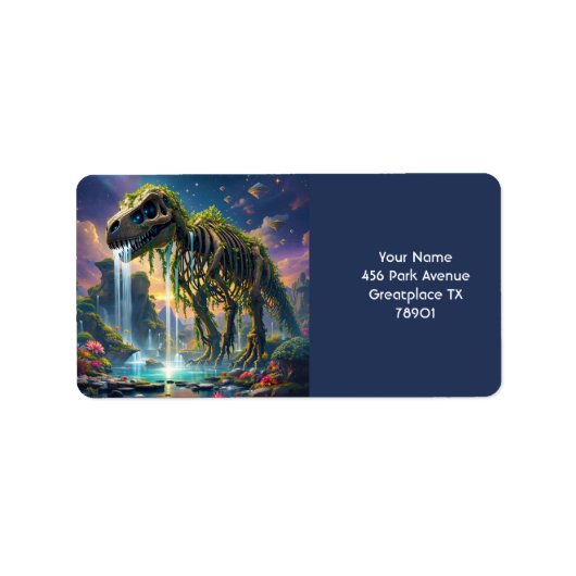 Fantasy Niedlich Skeleton Dinosaur Garden Adressaufkleber (Vorne)