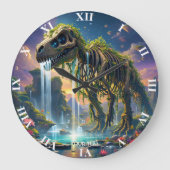 Fantasy Niedlich Skeleton Dinosaur Garden Große Wanduhr (Vorderseite)