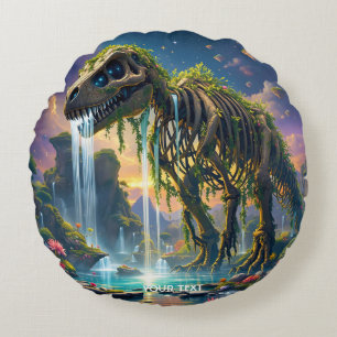 Fantasy Niedlich Skeleton Dinosaur Garden Rundes Kissen