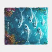 Fantasy Niedlich Skeletts Fischschule Fleecedecke (Vorderseite (Horizontal))