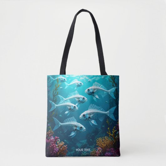 Fantasy Niedlich Skeletts Fischschule Tasche (Vorderseite)