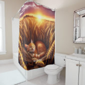Fantasy Niedlich Sleeping Cat Wheat Duschvorhang (Beispiel)