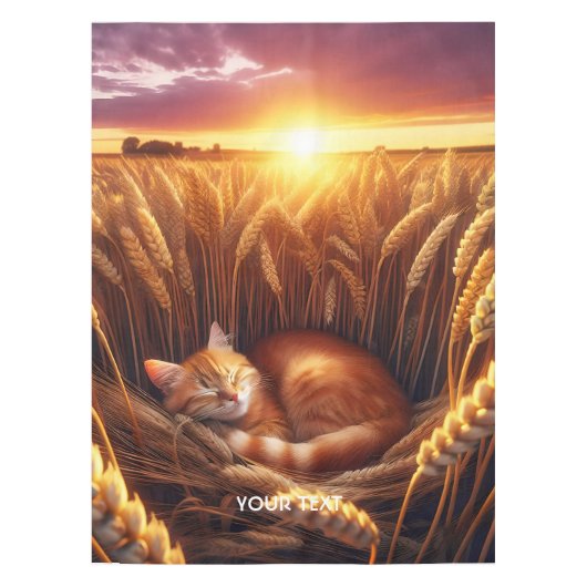 Fantasy Niedlich Sleeping Cat Wheat Tischdecke (Vorderseite)