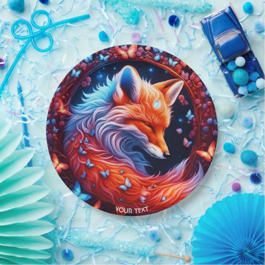 Fantasy Niedlich Sleeping Fox Butterfliegen Pappteller (Party)