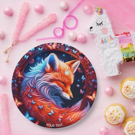 Fantasy Niedlich Sleeping Fox Butterfliegen Pappteller (Party)