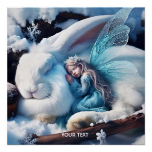 Fantasy Niedlich Sleeping Girl Bunny Poster