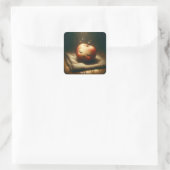 Fantasy Niedlich Sleeping Red Apple Quadratischer Aufkleber (Tasche)