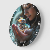 Fantasy Niedlich Small Baby Dragon Große Wanduhr (Winkel)
