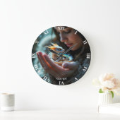 Fantasy Niedlich Small Baby Dragon Große Wanduhr (Zuhause)