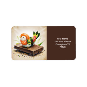 Fantasy Niedlich Small Sushi Bird Adressaufkleber