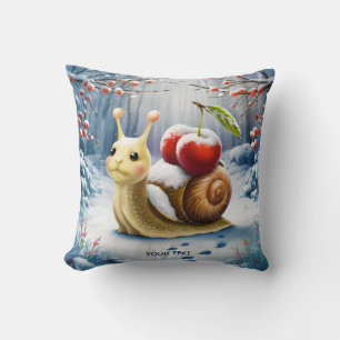 Fantasy Niedlich Snail Cherry Winter Kissen