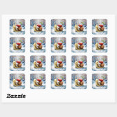 Fantasy Niedlich Snail Cherry Winter Quadratischer Aufkleber (Blatt)