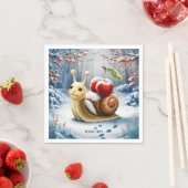 Fantasy Niedlich Snail Cherry Winter Serviette (Beispiel)