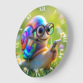 Fantasy Niedlich Snail Phone Blume Große Wanduhr (Winkel)