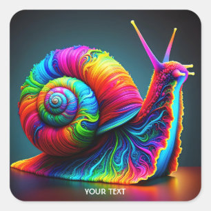 Fantasy Niedlich Snail Viele Farben Quadratischer Aufkleber