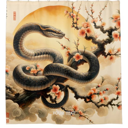 Fantasy Niedlich Snake Branch Blume Duschvorhang (Vorderseite)
