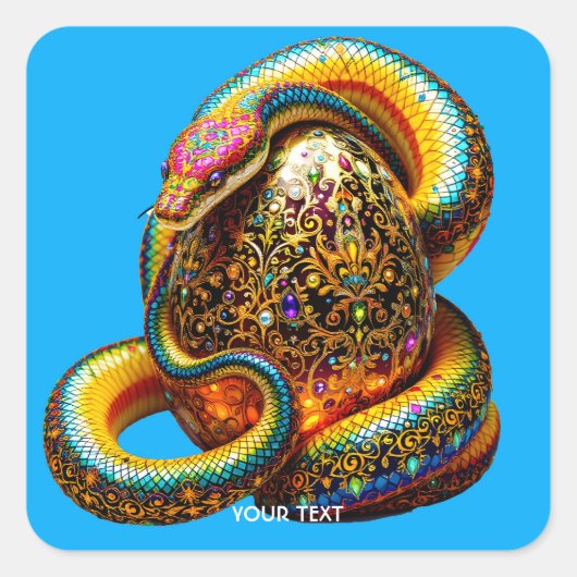 Fantasy Niedlich Snake Egg Vibranly Quadratischer Aufkleber (Vorderseite)