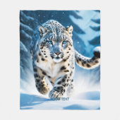 Fantasy Niedlich Snow Leopard Running Fleecedecke (Vorderseite)