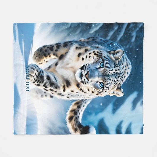 Fantasy Niedlich Snow Leopard Running Fleecedecke (Vorderseite (Horizontal))
