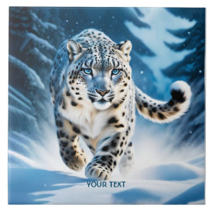 Fantasy Niedlich Snow Leopard Running Fliese