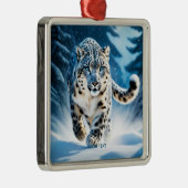 Fantasy Niedlich Snow Leopard Running Ornament Aus Metall (Rechts)