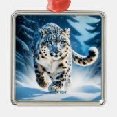 Fantasy Niedlich Snow Leopard Running Ornament Aus Metall (Vorne)