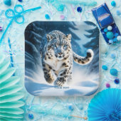 Fantasy Niedlich Snow Leopard Running Pappteller (Party)