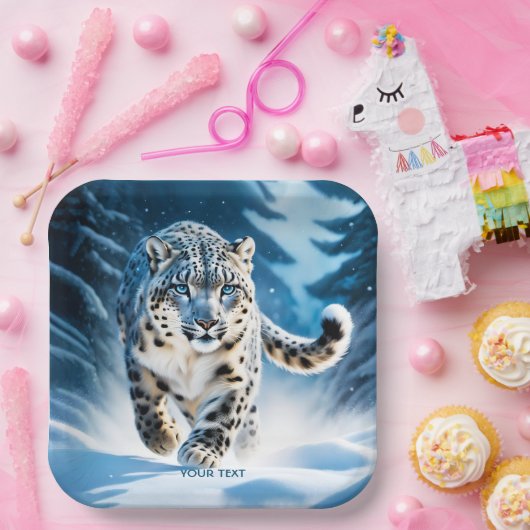 Fantasy Niedlich Snow Leopard Running Pappteller (Party)