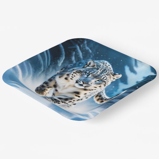 Fantasy Niedlich Snow Leopard Running Pappteller (Gewinkelt)