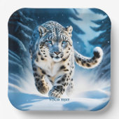 Fantasy Niedlich Snow Leopard Running Pappteller (Vorderseite)