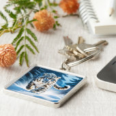 Fantasy Niedlich Snow Leopard Running Schlüsselanhänger (Seite)