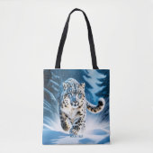Fantasy Niedlich Snow Leopard Running Tasche (Vorderseite)