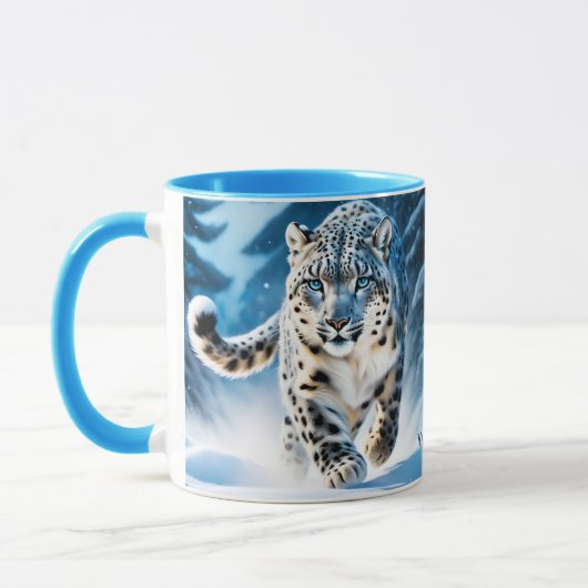 Fantasy Niedlich Snow Leopard Running Tasse (Links)