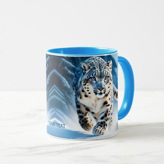 Fantasy Niedlich Snow Leopard Running Tasse (VorderseiteRechts)