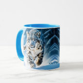 Fantasy Niedlich Snow Leopard Running Tasse (Vorderseite Links)