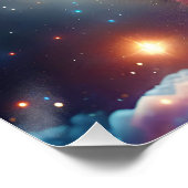 Fantasy Niedlich Space Cat Stars Poster (Ecke)