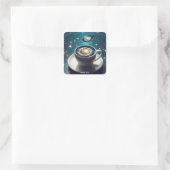 Fantasy Niedlich Space Cup Spoon Quadratischer Aufkleber (Tasche)