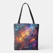 Fantasy Niedlich Space Scenes Collage Tasche (Rückseite)