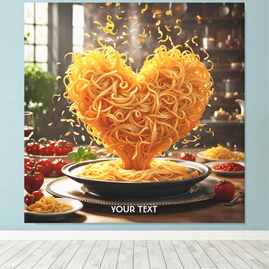 Fantasy Niedlich Spaghetti Herzplatte Leinwanddruck (Insitu (Holzboden))