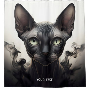 Fantasy Niedlich Sphynx Black Cat Duschvorhang