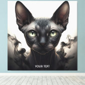 Fantasy Niedlich Sphynx Black Cat Leinwanddruck (Insitu (Holzboden))