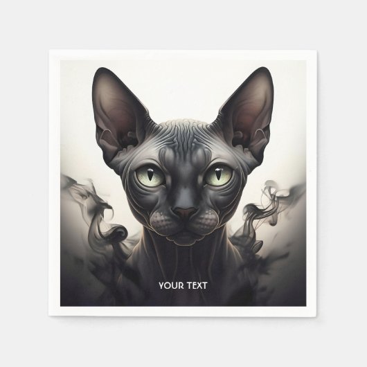 Fantasy Niedlich Sphynx Black Cat Serviette (Vorderseite)