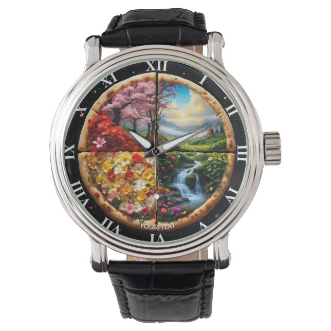 Fantasy Niedlich Spring Delicate Pizza Armbanduhr (Vorderseite)