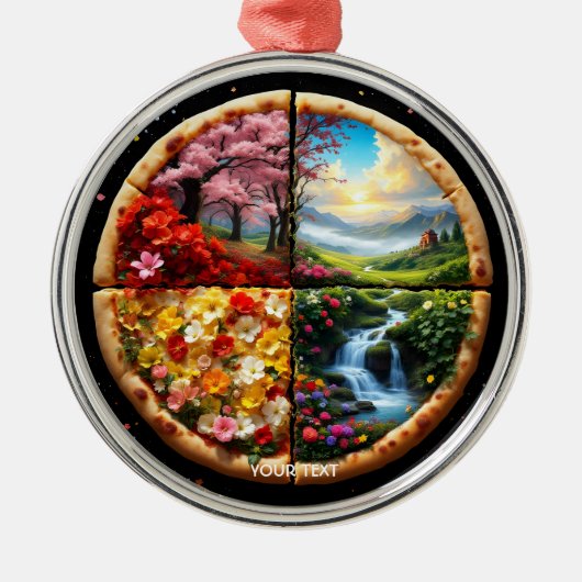 Fantasy Niedlich Spring Delicate Pizza Ornament Aus Metall (Vorne)