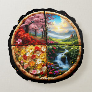 Fantasy Niedlich Spring Delicate Pizza Rundes Kissen